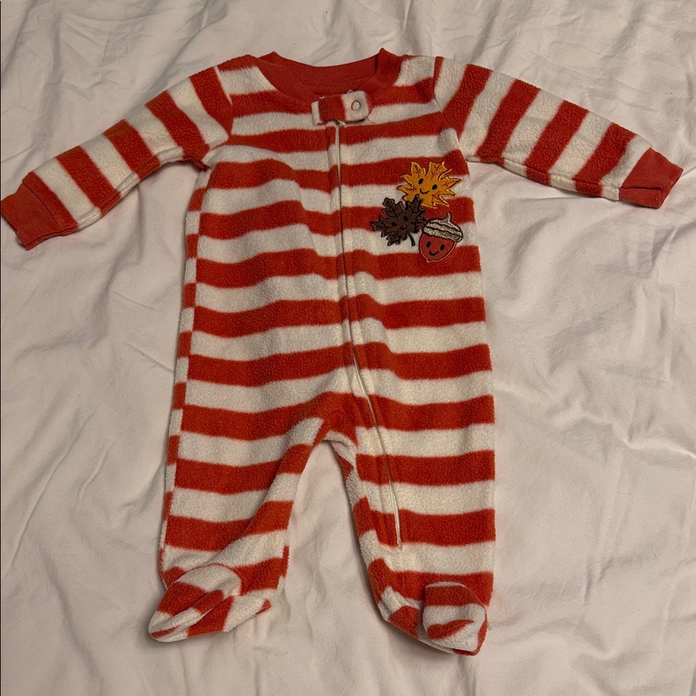 Koala Kids Orange and White Striped Footie